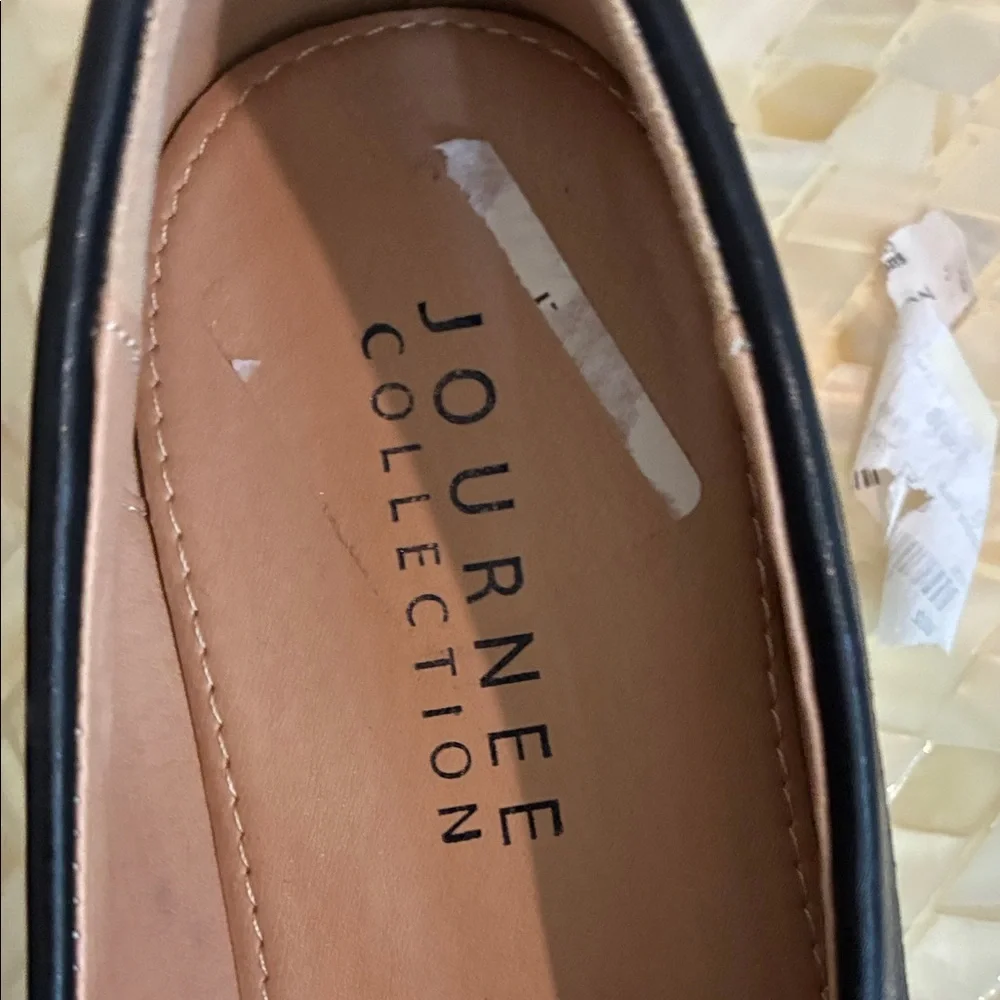 Journee Collection Black Croc-Texture Slip-On Loafers